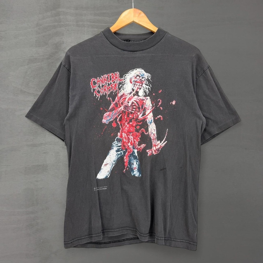 Vintage Cannibal Corpse Faded Band Tee Shirt Black Eaten Back to Life 1992 Large